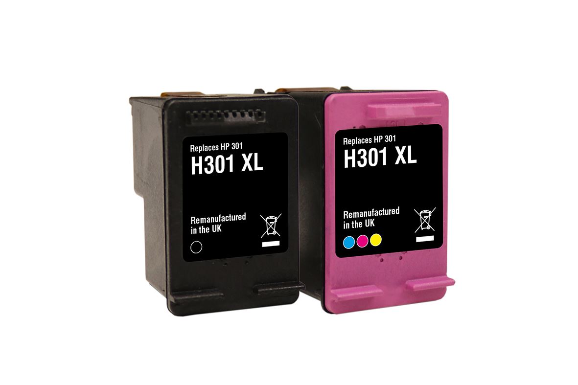 HP 301XL Black & Colour Recycled Ink Cartridge Combo Pack