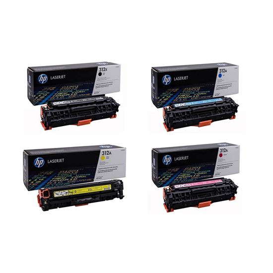 Picture of HP 312A/X Black, Cyan, Magenta, Yellow Original Toner Cartridge Multipack (CF380X/1/2/3A Laser Toner)