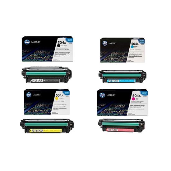 Picture of HP 504A/X Black, Cyan, Magenta, Yellow Original Toner Cartridge Multipack (CE250X/1/2/3A Laser Toner)