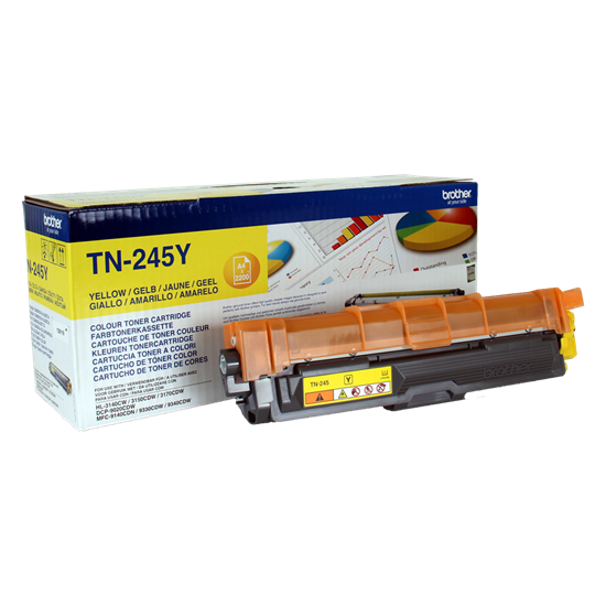 Picture of Brother TN-245Y High Yield Yellow Original Toner Cartridge (TN245Y Laser Toner)