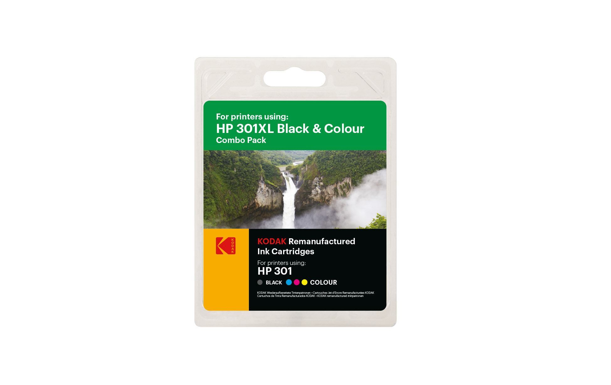Cartridges Replacement Ink Colour Black Kodak & Red Bus Cartridges 301XL | HP