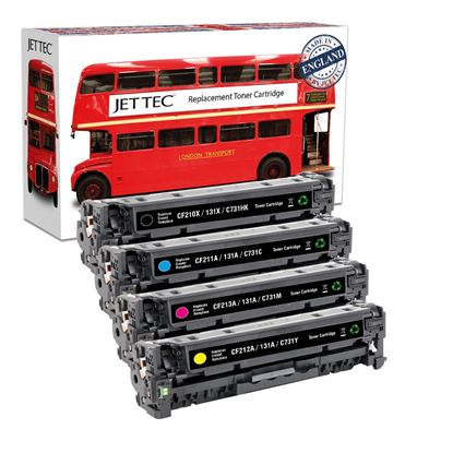 Picture of Red Bus Recycled HP 131A/X Black, Cyan, Magenta, Yellow (CF210X/1/2/3A) Toner Cartridge Multipack
