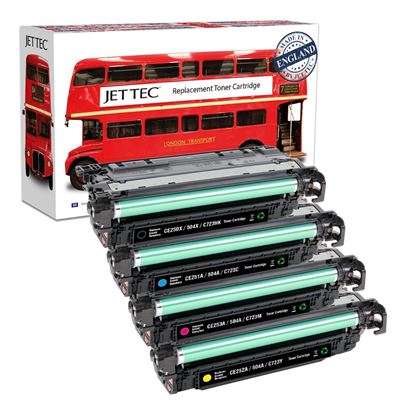 Picture of Red Bus Recycled HP 504A/X Black, Cyan, Magenta, Yellow (CE250X/1/2/3A) Toner Cartridge Multipack