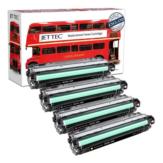 Picture of Red Bus Recycled HP 650A Black, Cyan, Magenta, Yellow (CE270/1/2/3A) Toner Cartridge Multipack