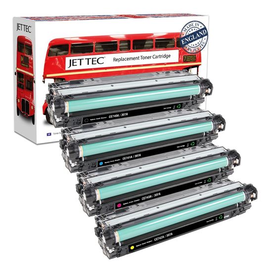 Picture of Red Bus Recycled HP 307A Black, Cyan, Magenta, Yellow (CE740/1/2/3A) Toner Cartridge Multipack