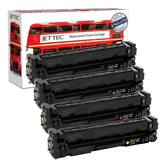 Picture of Red Bus Recycled HP 203X High Yield Black, Cyan, Magenta, Yellow (CF540/1/2/3X) Toner Cartridge Multipack